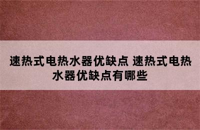 速热式电热水器优缺点 速热式电热水器优缺点有哪些